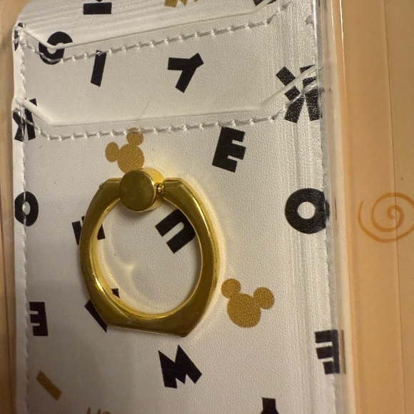 Disney Mickey Mouse White Phone Card Holder with Gold Ring - Picture 5 of 8